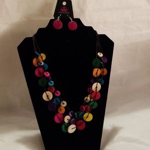 Multi Color Necklace and Earring Set